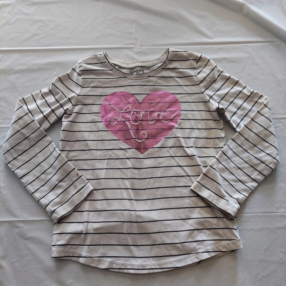 Jumping Beans Girls Kid Long Sleeve Heart Print Design Shirt - Size 5 - Image 1 of 4