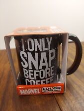 Marvel Color Changing  Mug "I only snap before coffee" 15 oz NIB Comics Tea Coco