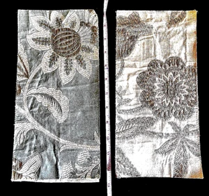 Travers Embroidered Flower Floral Designer Fabric Sample Lot 2 Aqua Blue - Beige - Picture 1 of 6