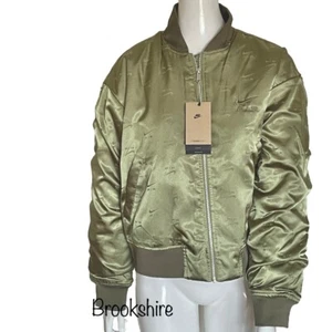 Nike Air Women's Bomber Metallic Puffer Jacket Green Size Medium DV4372-334 - Picture 1 of 12