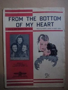 From the Bottom of my Heart, Parker Sisters, sheet music, Aust. press - Picture 1 of 1