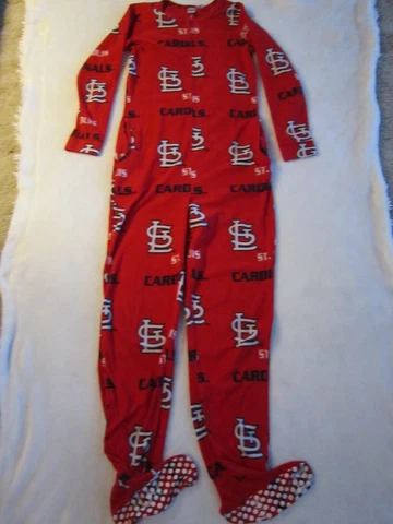 Mens St. Louis Cardinals Sports Fleece Pajama Outfit W/ Feet Logo MLB Size Small Cover