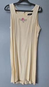 Vintage Dawn Joy Fashions Yellow Casual Dress Pink Rose Design Back Zipper 9/10 - Picture 1 of 4