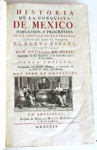 1741 Historia de la conquista de Mexico antique ILLUSTRATED FOLIO in SPANISH