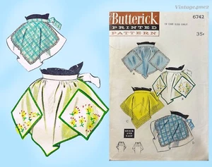 1950s Vintage Butterick Sewing Pattern 6742 Easy Misses Cocktail Apron Fits All - Picture 1 of 6