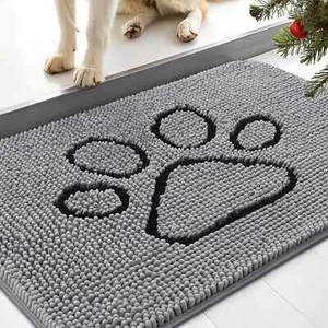 Dog Door Mat for Muddy Paws, Absorbent Dirt Trapper Non-Slip Washable Mat, Quick - Picture 1 of 14