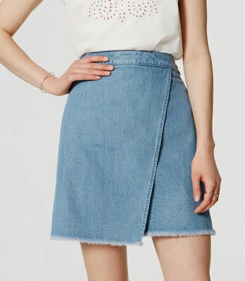 Falda envolvente de algodón Ann Taylor LOFT talla 31/12 pequeña clásica lavado medio piedra Foto 1 de 3