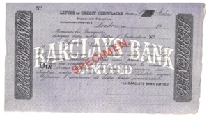 Barclays Bank Ltd Specimen £10 Circular Letter of Credit ~1930 Great Britain - Picture 1 of 2