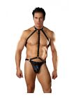Gladiator Black S - XL Hot Fashion Men Sexy String Schwarz Lederoptik Polyester