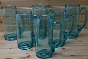 Tazas con mango azul/verde soplado a mano (6), 6" - Imagen 1 de 6