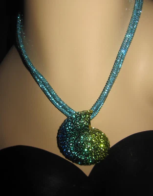 BETSEY JOHNSON MERMAID JEWELS SHELL MULTI ROW NECKLACE BLUE - Image 1 of 4