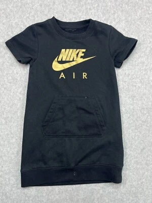 Nike Air Dress Girls Size 5-6Y Black Gold Logo Print Sweatshirt Pullover Casual - Image 1 of 4