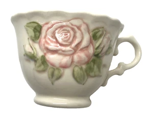 Vintage Shabby Chic Vernonware by Metlox Rose Rosa Tasse & Untertasse 4er Set - Bild 1 von 7