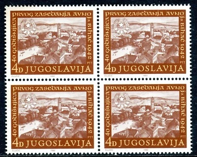 1956a - Yugoslavia 1982 - Consejo Antifascista - AVNOJ - Juego MNH - Bloque de 4 Foto 1 de 2