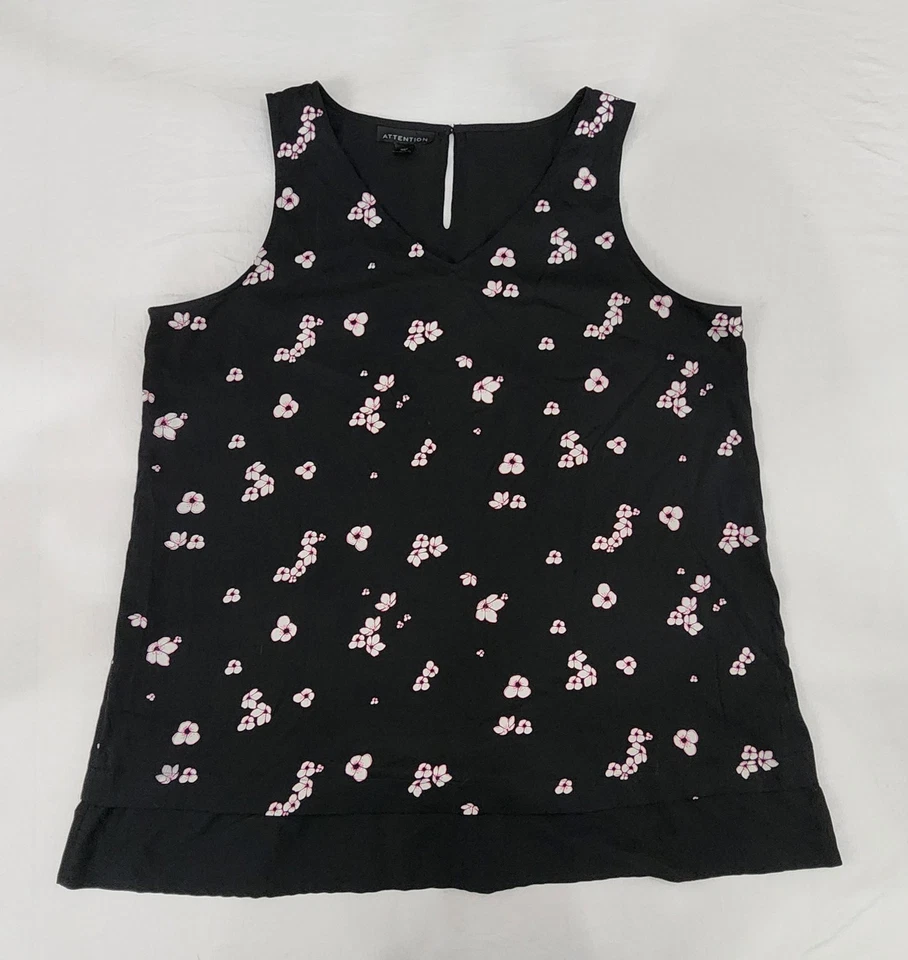 Top sin mangas floral Attention XL negro para mujer Foto 1 de 4
