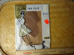 Vintage NOS nahtlose exquisite Strümpfe beige Größe 9 Nylon 2 Paar 439M Pudel 50er - Bild 1 von 5