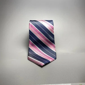 Croft & Barrow Silk Blend Tie Navy Pink Striped Classic Necktie - Picture 1 of 6