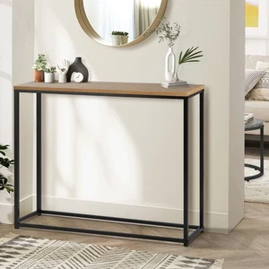 Oikiture Console Table Wooden Tabletop Hallway Desk Entry Display Black&Wood - Picture 1 of 10