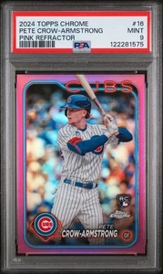 Pete Crow-Armstrong 2024 Topps Chrome PINK #16 RC Rookie (Cubs) PSA 9 MINT - Picture 1 of 2
