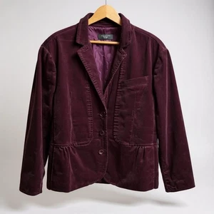 Talbots Corduroy Blazer 20W Maroon Purple Stretch Jacket Workwear Fall Layering - Picture 1 of 11