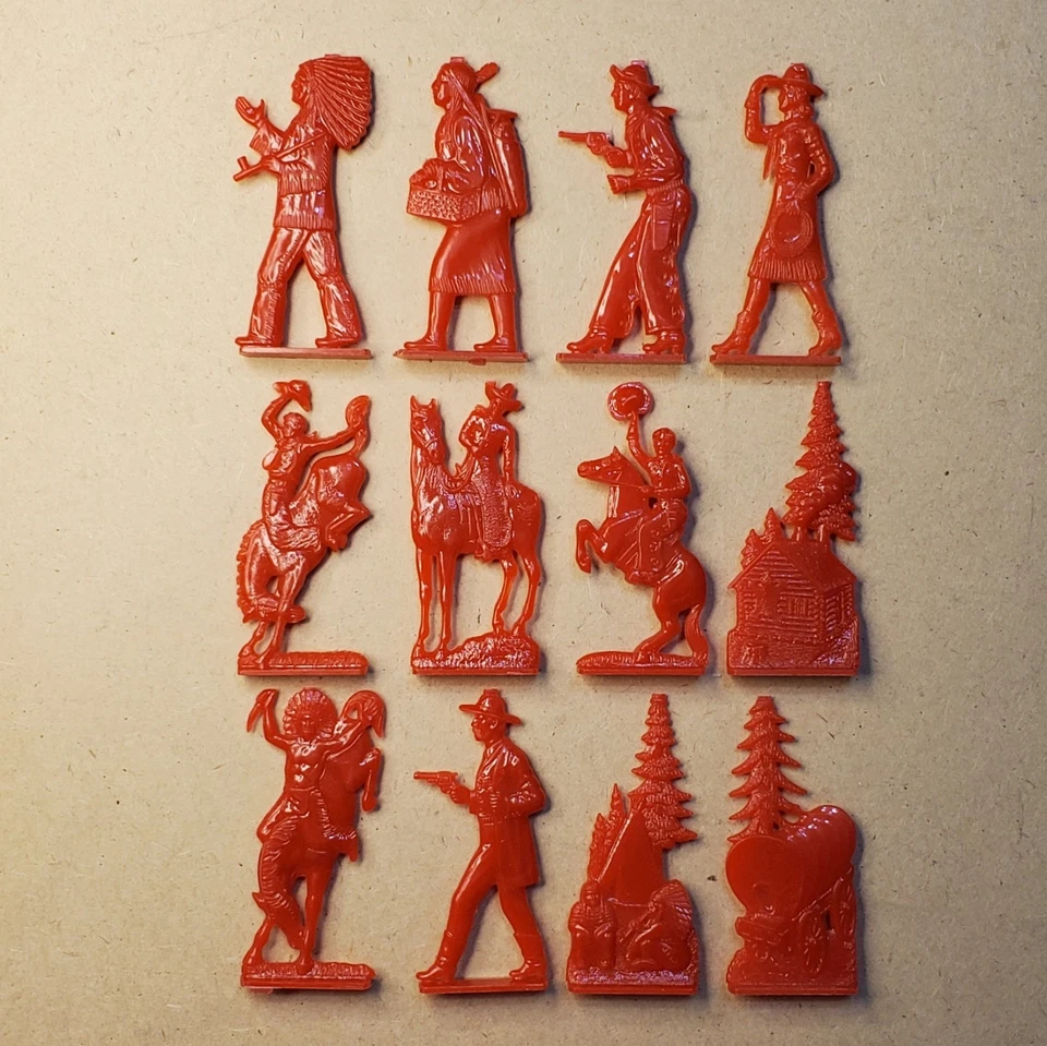 1949 Nosco WESTERN Flats (Set B, 12 red colors) CRACKER JACK PRIZES Z-1137 - Image 1 of 1