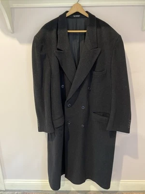 Mens Black Long Over Coat Cashmere Blend 48 Bachrach Yugoslavia - Image 1 of 4