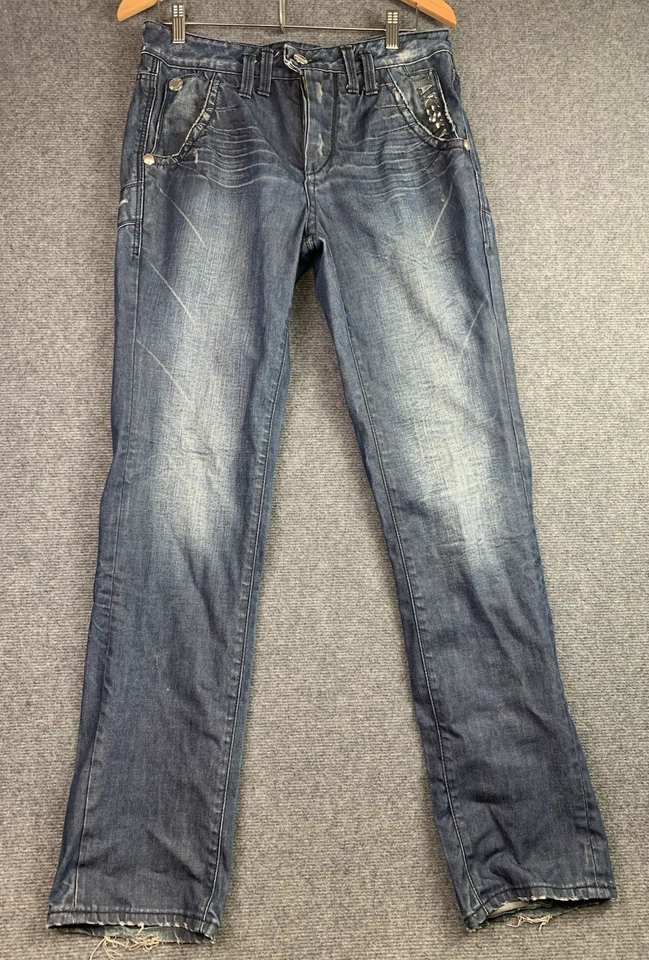 Jeans TAKESHY KUROSAWA TK Azul Denim Recto Envejecido Talla 32 Botón Mosca Foto 1 de 4