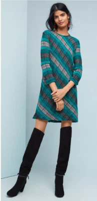 Anthropologie Aldo Martins Plaid Mohair Wool Sweater Dress Womens XS Chic Office - Image 1 of 4