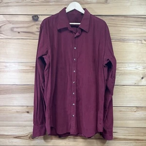 Willis & Walker Corduroy Shirt 2XLT Tall Red Long Sleeve Button Up Cotton B86 - Picture 1 of 15
