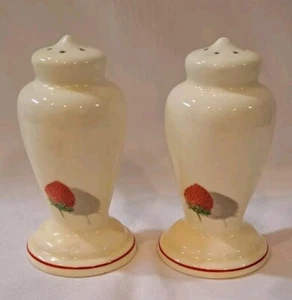 VINTAGE SALZ & PFEFFERSTREUER WEISS & ERDBEER FARBTON UNBESCHRIFTET SCHÖN MIT KORKEN - Bild 1 von 6