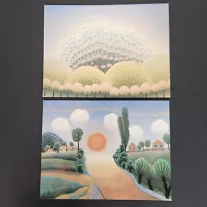 Ivan Rabuzin Croatian Naive Art Postcard Set of 2 Approach to my Home and Buds - Picture 1 of 4