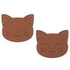 2PCS Brown Cat Cartoon Leather Bookmark Creative Cat Head Book Holder Gift