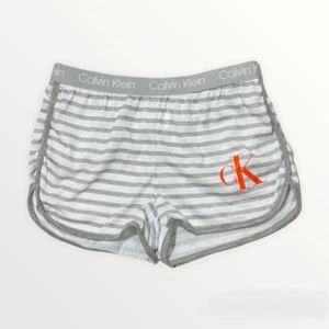 Calvin Klein Girl’s 6X Grey Striped Orange Logo Shorts With Elastic Band - Picture 1 of 3