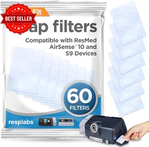 resplabs CPAP Filters 60 Pack Compatible ResMed AirSense 10 Machine Clean Air - Picture 1 of 7