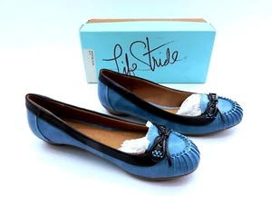 New LIFE STRIDE Cargo Casual Flats Womens Size 9 M NIB ~ Denim / Rich Brown 9M - Picture 1 of 10