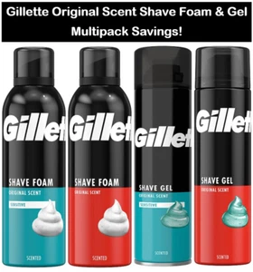 Gillette Classic Sensitive Skin Mens Shaving Foam or Gel 200ml Original Scent - Picture 1 of 9