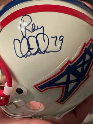 Minicasco Ray Childress, DT, autografiado de Houston Oilers Foto 1 de 2