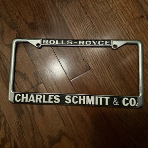 Rolls Royce CHARLES SCHMITT & CO LICENSE METAL PLATE FRAME HOLDER 1980'S VTG - Picture 1 of 2
