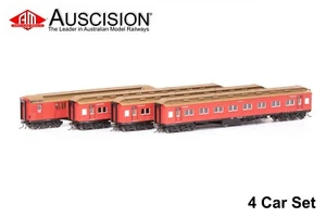 Auscision (VPS-33) E Car VR Carriage Red - 4 Car Sett - HO Scale - Picture 1 of 1