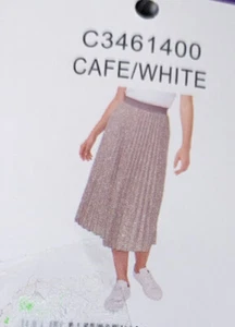 Vince Camuto XXL NWT MIDI Women's Pleated Tan Ivory Skirt Size Medium $79 - Picture 1 of 8