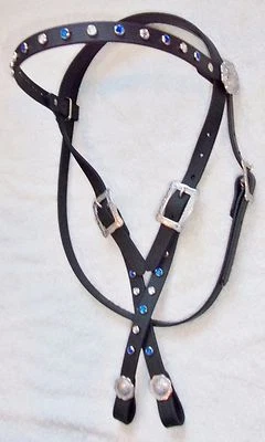 Bridle Headstall Western Beta Bio-thane Bling AZUL Estrás Barril Race Foto 1 de 4
