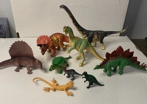 Vintage 80’s Toy Dinosaur Lot Of 8 + 1 Gecko And 1 Tree - Picture 1 of 11