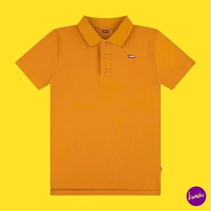 LEVI'S Boys Pique Tape Polo Shirt, Fun Orange (Sol Del Desierto), 3A, UK 2-3Y - Picture 1 of 5