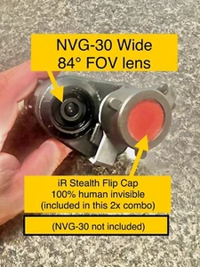 NVG-30 2xCOMBO: Wide 72° (vs oem 25°) FOV lens + 100% invisible iR flip cap. - Picture 1 of 13
