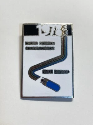 Vintage World Bobsled Championship Enamel Pin Lake Placid NY 1978 Olympic Region - Image 1 of 4