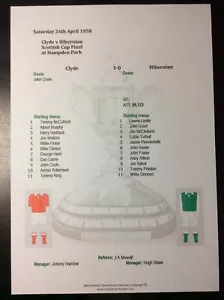 1957-58 Clyde v Hibernian Scottish Cup Final matchsheet - Picture 1 of 1