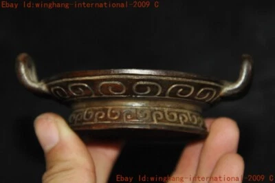 2.7" Antigua dinastía china bronce texto antiguo binaural lavado pluma cenicero estatua Foto 1 de 4