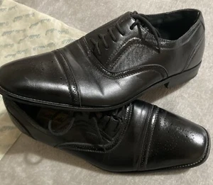 Delli Aldo Mens Black Dress Shoes Size 8 1/2 Square Cap Toe Lace Up Oxford - Picture 1 of 11