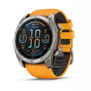 Garmin Fenix 8, 51mm AMOLED Sapphire, Titanium Orange (010-02905-10) *New* - Photo 1 sur 7