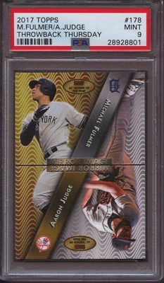 2017 Topps Throwback Thursday 178 Aaron Judge Michael Fulmer PSA 9 Mint - Image 1 of 4
